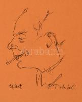 Molnár jelzéssel: Portrék, 7 db, ceruza, papír, kopottas félvászon mappában, 32x25 cm