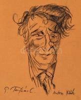 Molnár jelzéssel: Portrék, 7 db, ceruza, papír, kopottas félvászon mappában, 32x25 cm