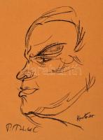 Molnár jelzéssel: Portrék, 7 db, ceruza, papír, kopottas félvászon mappában, 32x25 cm