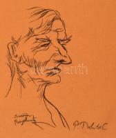 Molnár jelzéssel: Portrék, 7 db, ceruza, papír, kopottas félvászon mappában, 32x25 cm