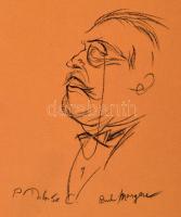 Molnár jelzéssel: Portrék, 7 db, ceruza, papír, kopottas félvászon mappában, 32x25 cm