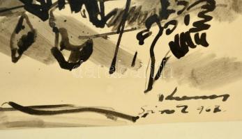 Olvashatatlan jelzéssel: Siroki házudvar. Tus, papír, üvegezett keretben, 29×21 cm