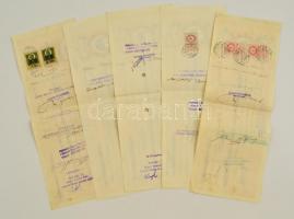 cca 1935 12,24,72,96f 1P20f értékű váltók okmánybélyegekkel