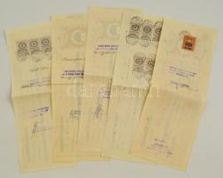 cca 1935 12,48,60,75f 1P44 értékű váltók okmánybélyegekkel