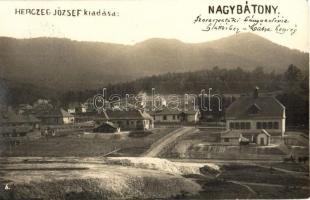 1925 Nagybátony, Bátonyterenye; Szorospataki bánya kolónia (colonia), háttérben a Mátra hegység. Herczeg József kiadása, photo
