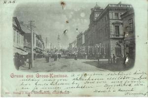 1898 Nagykanizsa, utcakép, vaskereskedés. gránátrepesz által sérült lap (b)