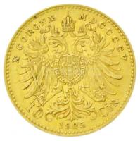Ausztria 1905. 10K Au "Ferenc József" (3,41g/0.900) T:2 kis ph. 
Austria 1905. 10 Corona ...