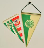 FTC zászlók, 2 db:  cca 1967 FTC zászló, a hátoldalán az 1967-es bajnok csapat nyomtatott aláírásaival, 25x15 cm 1982 FTC-Bilbao UEFA kupa mérkőzés zászlója, 21x13 cm