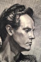 Szegedi Molnár Géza (1906-1970): Férfi portré, szén, papír, jelzett, 55x45 cm