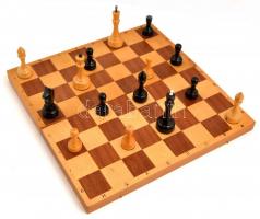 Fa sakk készlet, teljes, jó állapotban, 40x40 cm