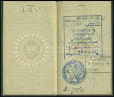 1937-1939 Orvos, egyetemi tanársegéd fényképes útlevele, csehszlovák, jugoszláv, és olasz bejegyzése...