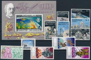 Space Flight 1 stamps + 1 block + 1 mini sheet, Űrrepülés 11 klf bélyeg + 1 blokk + 1 kisív