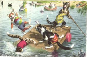 1958 Cats on the beach. Colorprint (EK)