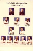 1953 Magyar Labdarúgó Válogatott Londonban 6:3, Aranycsapat. Puskás, Grosics, Hidegkuti / Hungarian national football team, Golden Team. Modern postcard