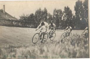 1919 Budapesti Millenáris síkpálya, 1000 m kerékpáros főverseny versenyzőkkel / Hungarian bicycle race, photo