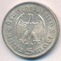 Német Harmadik Birodalom 1936E 5M Ag "Hindenburg" T:1-,2
German Third Reich 1936E 5 Mark ...