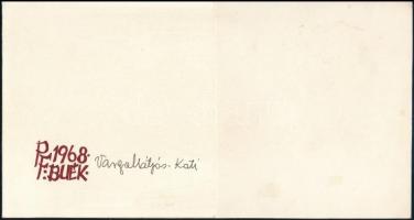 Varga Mátyás (1910-2002): Budapest linómetszet üdvözlő kártyán. Aláírt. Metszet mérete: 24x13 cm