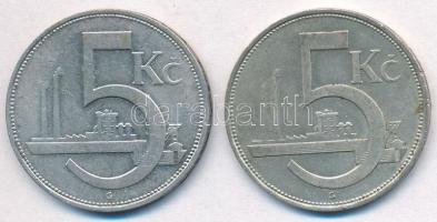 Csehszlovákia 1928. 5K Ag (2x) T:2 Czechoslovakia 1928. 5 Korun Ag (2x) C:XF  Krause KM#11
