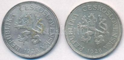 Csehszlovákia 1928. 5K Ag (2x) T:2
Czechoslovakia 1928. 5 Korun Ag (2x) C:XF 
Krause KM#11