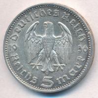 Német Harmadik Birodalom 1936J 5M Ag "Hindenburg" T:2 ph.
German Third Reich 1936J 5 Mark...