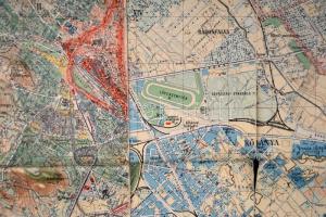 cca 1930 Budapest Székesfőváros Térképe 80x70 cm Hajtásoknál szakadásokkal