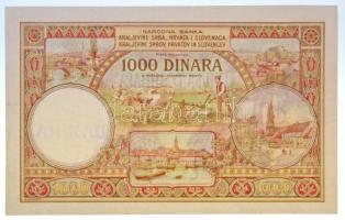 Szerb-Horvát-Szlovén Királyság 1920. 1000D korabeli hamisítvány, "LAZNA (HAMIS)" felülbély...