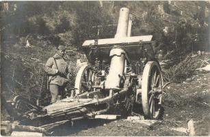 1917 Gyergyótölgyes, Tölgyes, Tulghes; egy vasokádó, ágyú / WWI K.u.K. military, cannon, photo