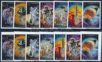 Apollo 13:  Apollo 12 perforated + imperforated set with silver overprint + block Apollo 13:  Apollo...