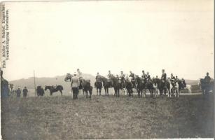 1907 Timenitz Hauptlager, Kaiser Manöver / Franz Joseph and cavalry offivers training. Atelier A. Schöpf photo