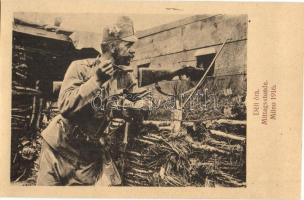 1916 Mylne, Milno; Déli óra. 19. gyalogezred hadialbumából / Mittagsstunde. Aus dem kriegsalbum des Inf. Reg. Nr. 19. / WWI K.u.K. military, dining soldier