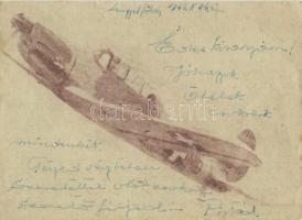 1944 Lengyelföld, repülőgép. Tábori Postai Levelezőlap / WWII Hungarian Feldpost with aircraft (EK)