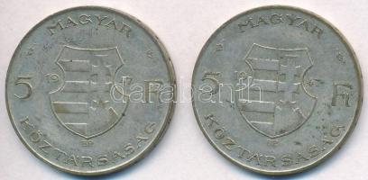 1947. 5Ft Ag "Kossuth" (2x) T:2- patina