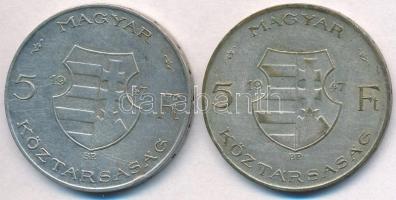 1947. 5Ft Ag "Kossuth" (2x) T:2-