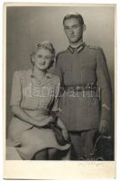 1943 Budapest, Tiszti iskolás tőrrel, Foto Anna / military school boy with dagger, photo