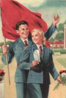 Magyar szocialista propaganda lap. Művészeti Alkotások / Hungarian Socialist propaganda postcard