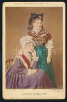 cca 1880 Elzászi népviselet. Kézzel színezett fotó / Elzass, Alsaice folkwear. Colored photo 11x17 cm