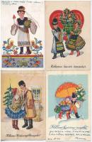 10 db RÉGI magyar népviseletes motívumlap / 10 pre-1945 Hungarian folklore motive postcards