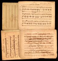 cca 1860 4 db kézzel írott kotta / handwritten musical notes