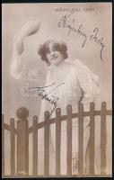 cca 1905 Kápolnay Irén fotólap a színművésznő saját kezű aláírásával