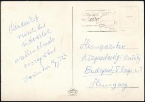 Forintos Győző nagymester sakkolimpikon üdvözlő képeslapja / Autograph signed postcard of chess master