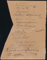 cca 1920 Oklevélrészlet számos híresség aláírásával Festetich Andor és felesége, Vízvári Gyula, Prie...