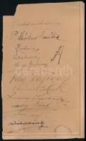 cca 1920 Oklevélrészlet számos híresség aláírásával Festetich Andor és felesége, Vízvári Gyula, Prie...