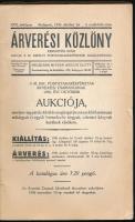 1936 Az Árverési Közlöny 17. évf. 4 rendkívüli száma benne az aukció részletei, árak,fotók, Papírköt...