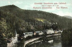 Karlovy Vary, Karlsbad; Giesshübl Sauerbrunn / Mattonis Giesshübler / spa. Karlsbader Orpheums advertisement on the backside (EK)