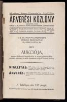 1939 Az Árverési Közlöny 20  évf. 4 rendkívüli száma benne az aukció részletei, árak,fotók,   Papírkötésben.