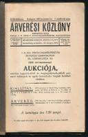1937 Az Árverési Közlöny 18  évf. 7 rendkívüli száma benne az aukció részletei, árak,fotók, Papírköt...