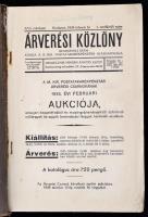 1935 Az Árverési Közlöny 16 évf. 1 rendkívüli száma benne az aukció részletei, árak,fotók, Papírkötésben.