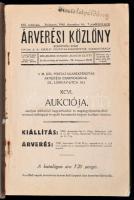 1940 Az Árverési Közlöny 21 évf. 7 rendkívüli száma benne az aukció részletei, árak,fotók, Papírkötésben.