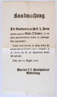 Buda 1856. A császári királyi helytartósági osztály által kiadott hirdetmény az V. formáju 10 for. bankjegyekről, német nyelven