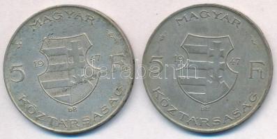 1947. 5Ft Ag "Kossuth" (2x) T:2-,3